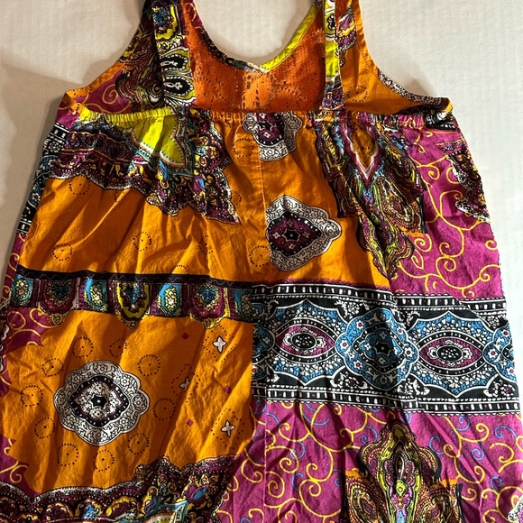 Uproar Lace Inset Colorful Cotton Boho Tank Top Girls Large 14/16 - Picture 3 of 5
